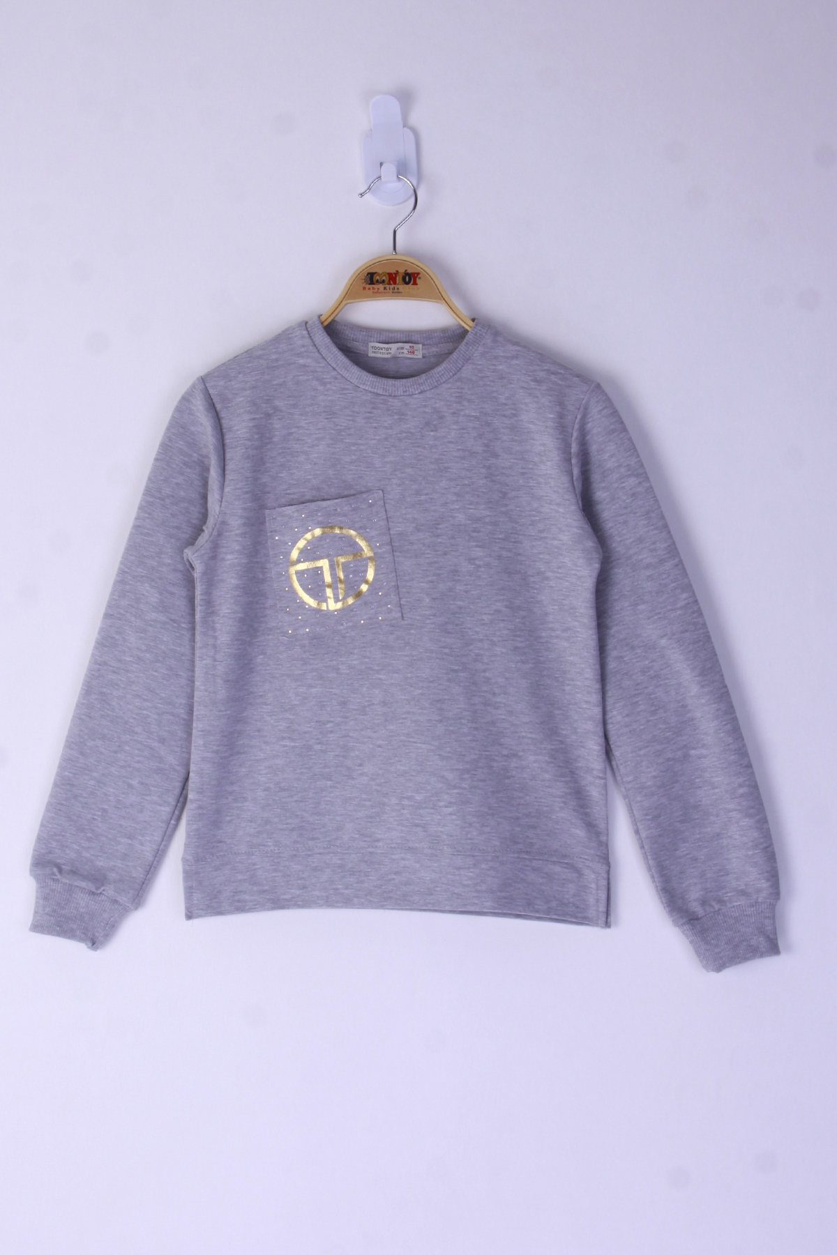 Toontoy Kız Çocuk Cebi Arma Baskılı Sweatshirt