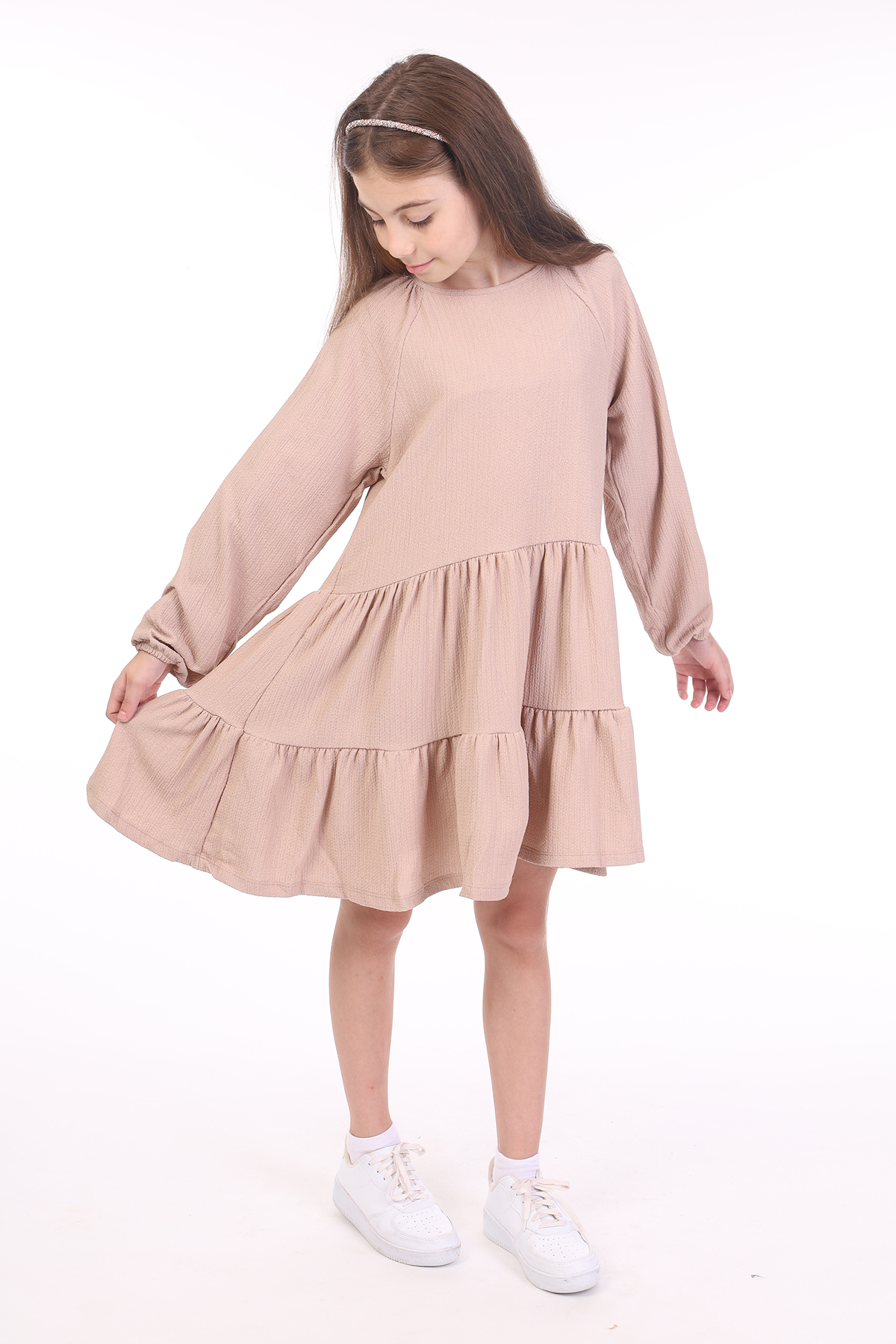 Toontoy Kız Çocuk Reglan Kol Elbise