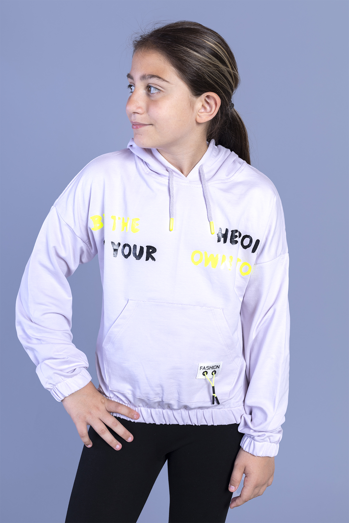 Toontoy Kız Çocuk Kapüşolu Kanguru Cepli Baskılı Sweatshirt