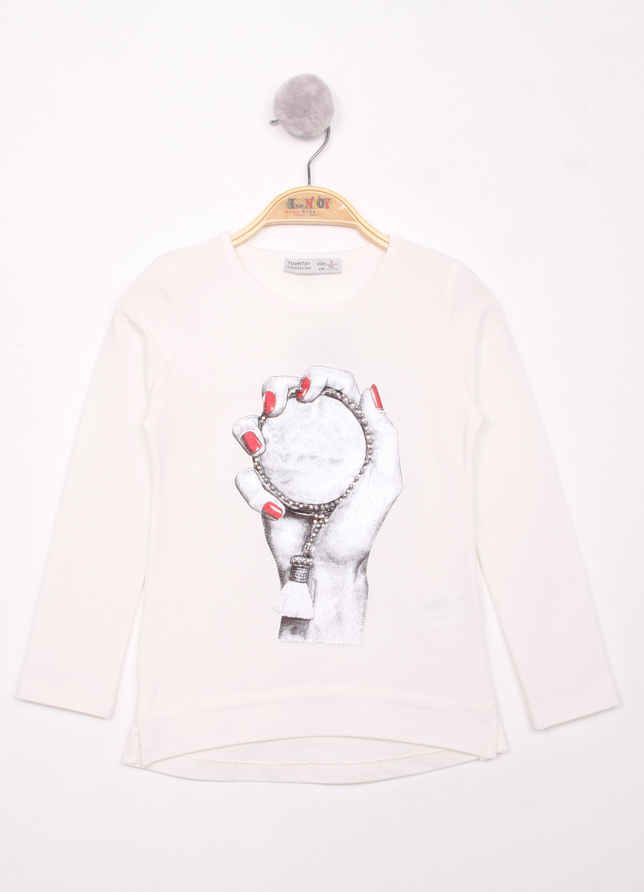 Toontoy Kız Çocuk El Baskılı T-Shirt