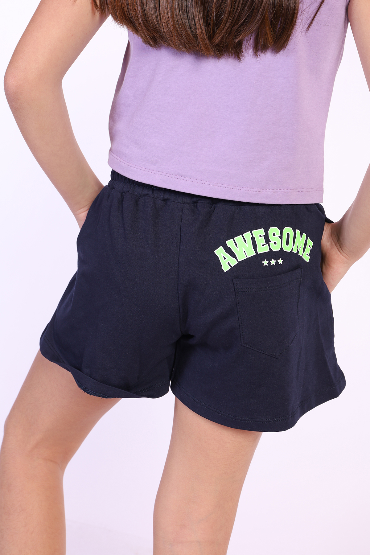 Toontoy  Kız Çocuk Arka Awesome Baskılı Şort