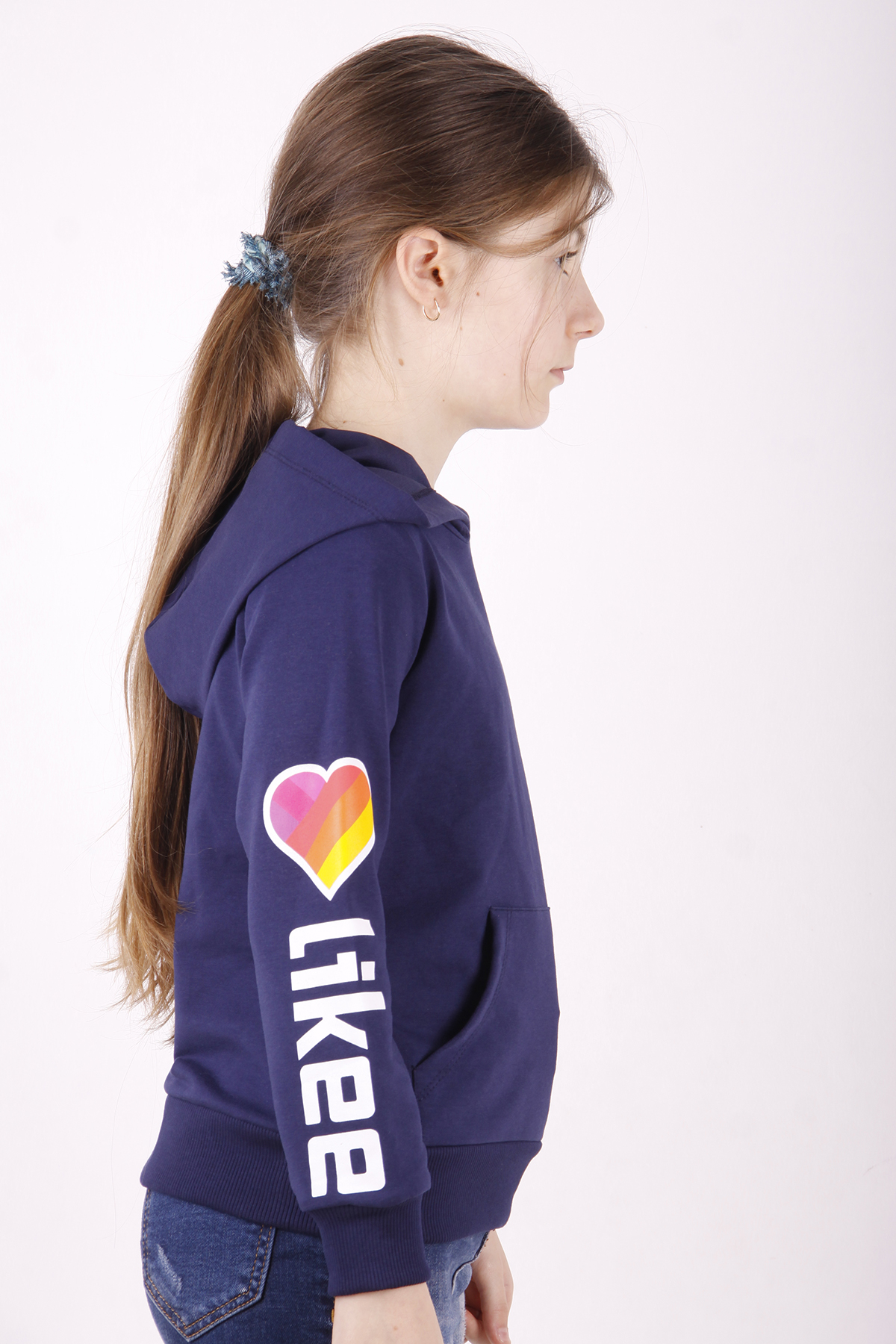 Toontoy Kız Çocuk Like Kalp Baskılı Kanguru Cepli Sweatshirt