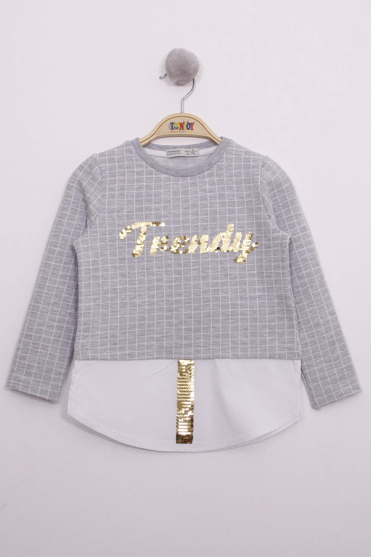 Toontoy Kız Çocuk Trendy Pullu Nakış Sweatshirt