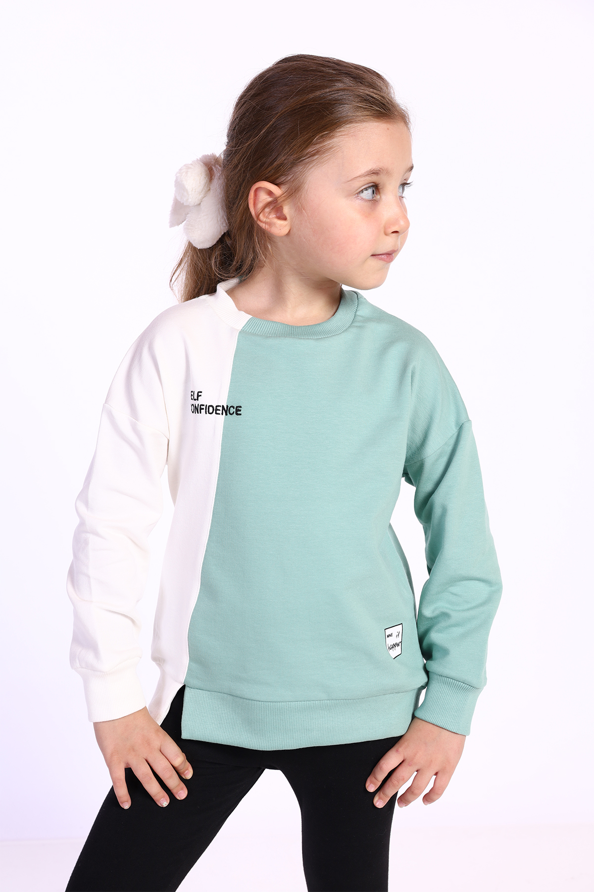 Toontoy Kız Çocuk Blok Kesikli Sweatshirt