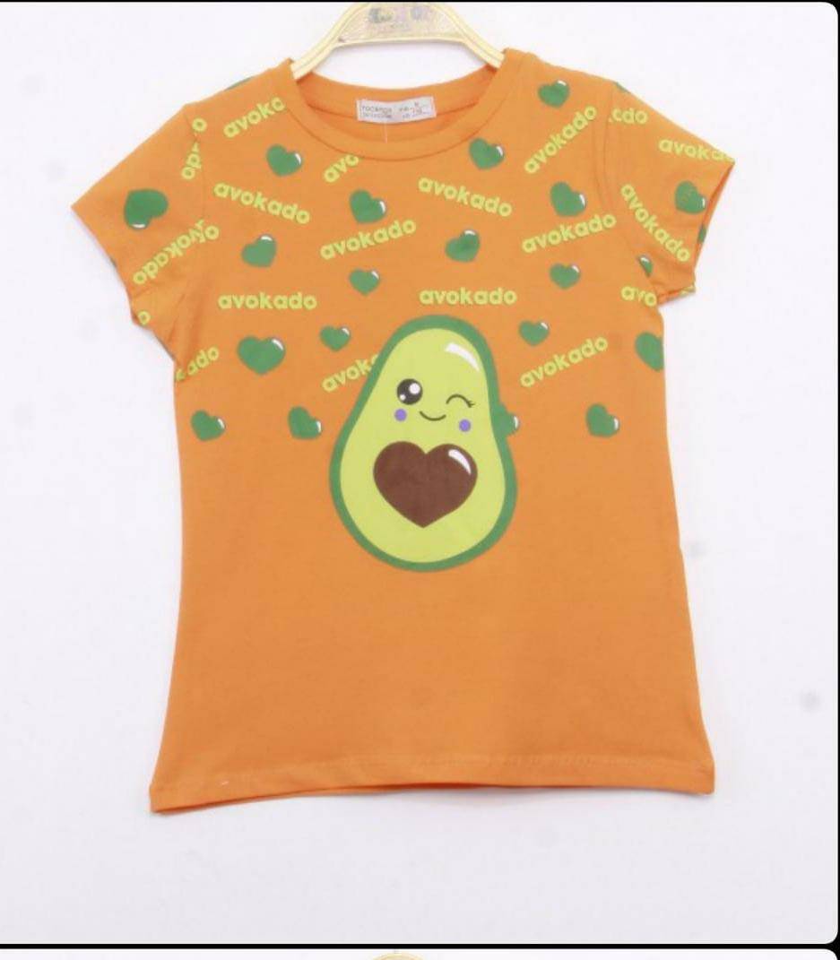 Toontoy Kız Çocuk Avokado Baskılı Tişört