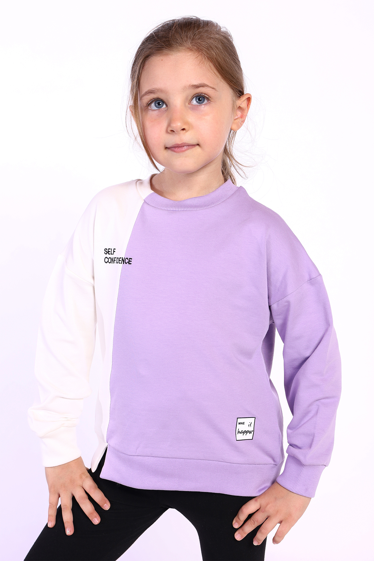 Toontoy Kız Çocuk Blok Kesikli Sweatshirt
