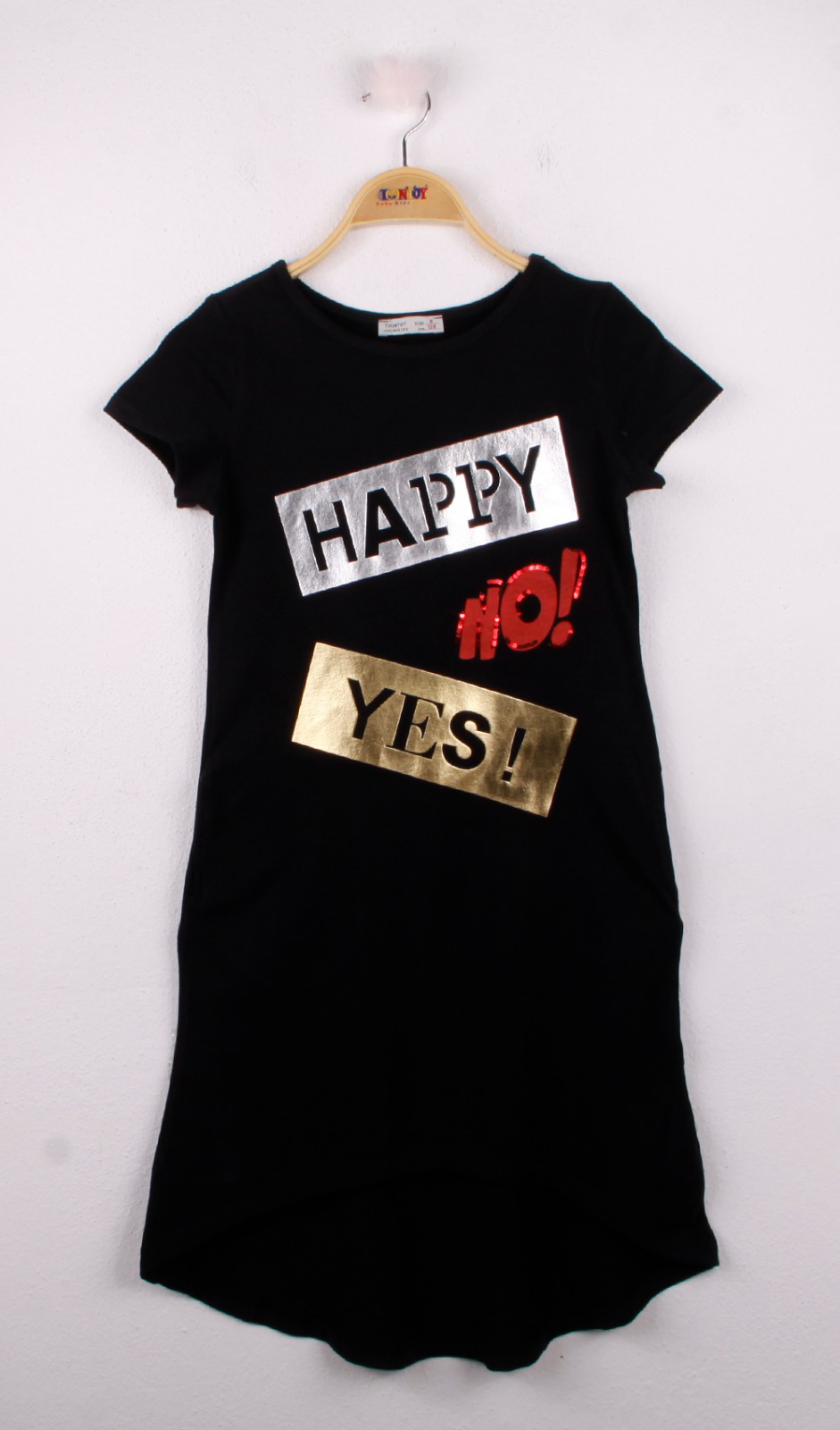 Toontoy Kız Çocuk Yes No Baskılı Elbise
