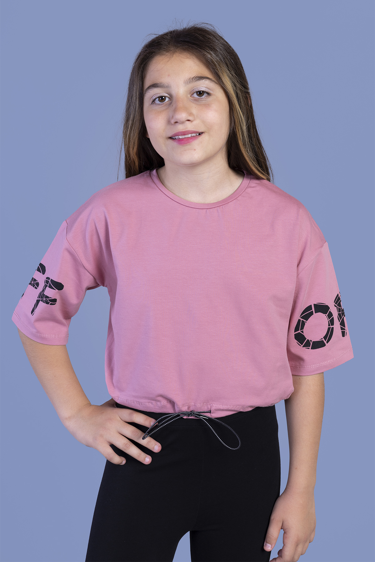Toontoy Kız Çocuk Of Baskılı Crop Tişört