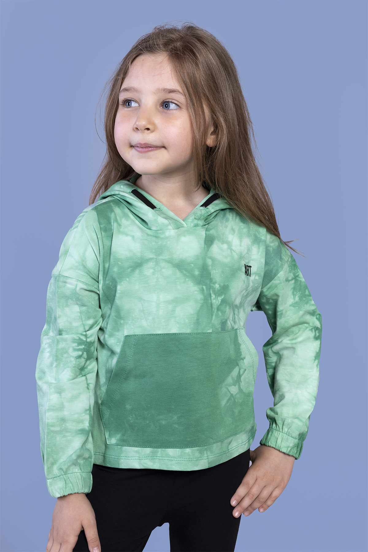 Toontoy Kız Çocuk Batik Desenli Kapüşonlu Sweatshirt