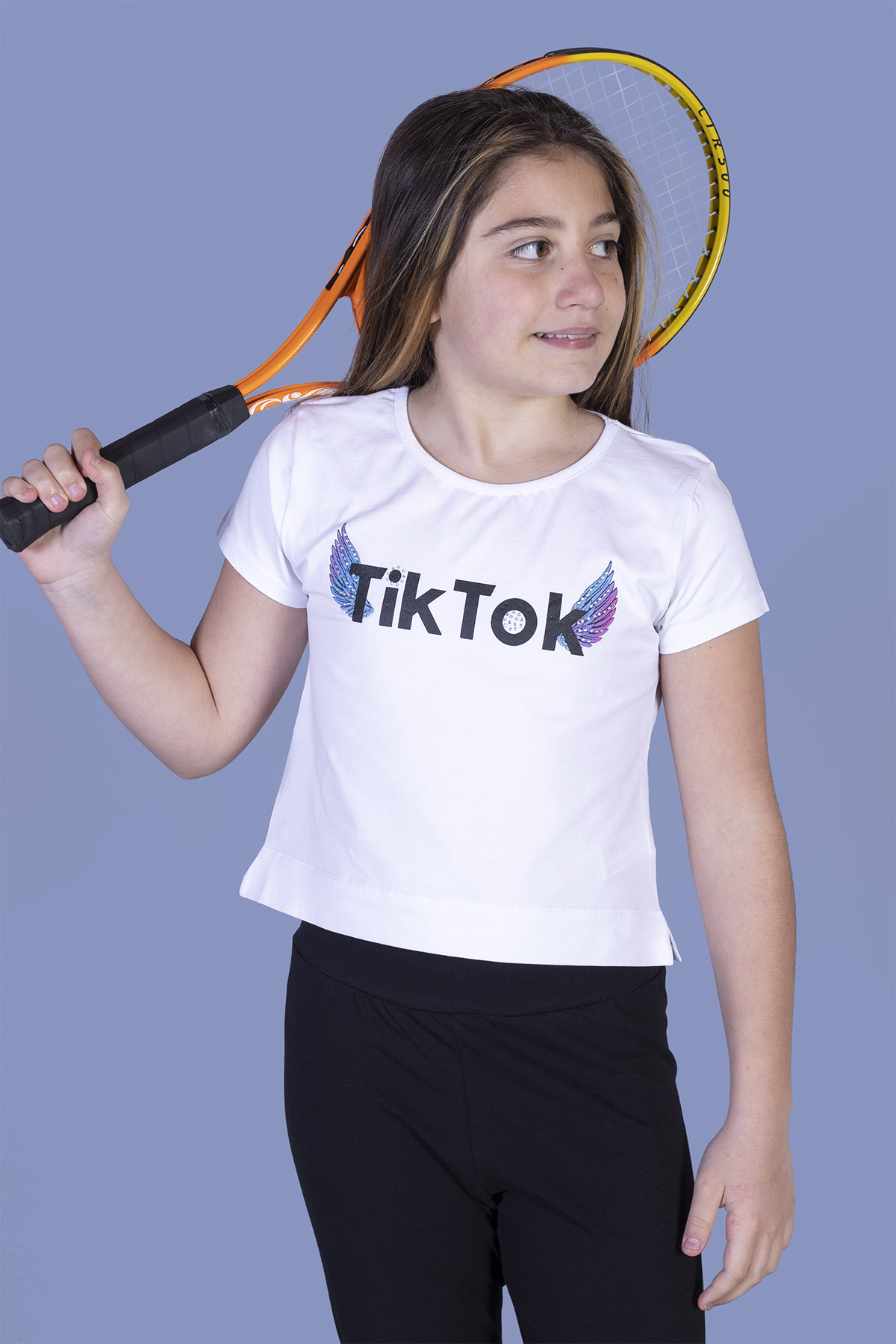 Toontoy Kız Çocuk Ön Arka TikTok Baskılı Tişört