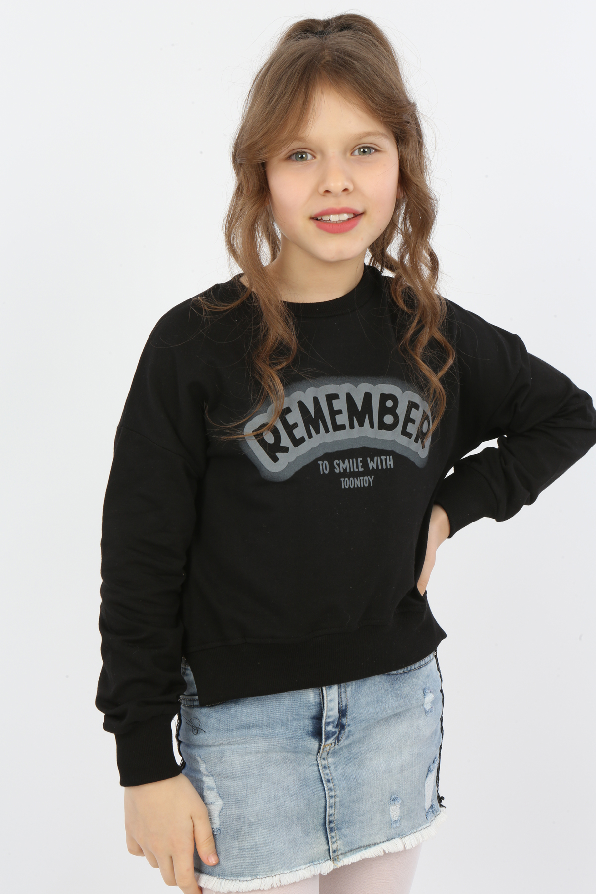 Toontoy Kız Çocuk Remember Baskılı Sweatshirt
