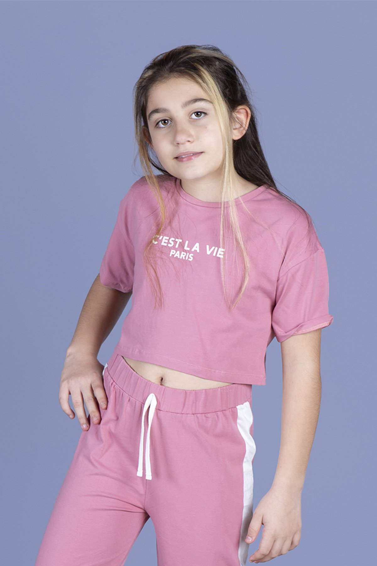 Toontoy Kız Çocuk Crop Model Tişört