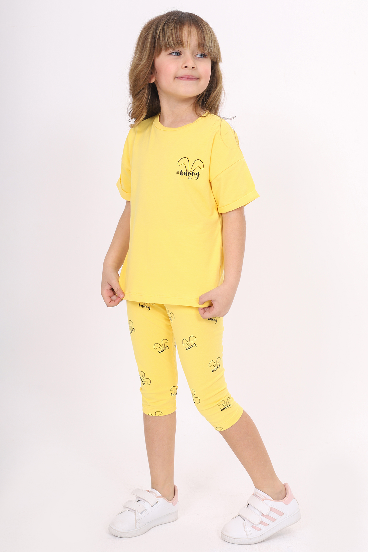 Toontoy Kız Çocuk Bunny Baskılı Kaprili Takım