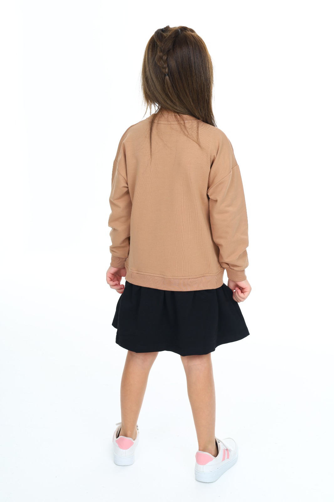 Toontoy Kız Çocuk  Eteği Kadife Kalp Baskılı Elbise