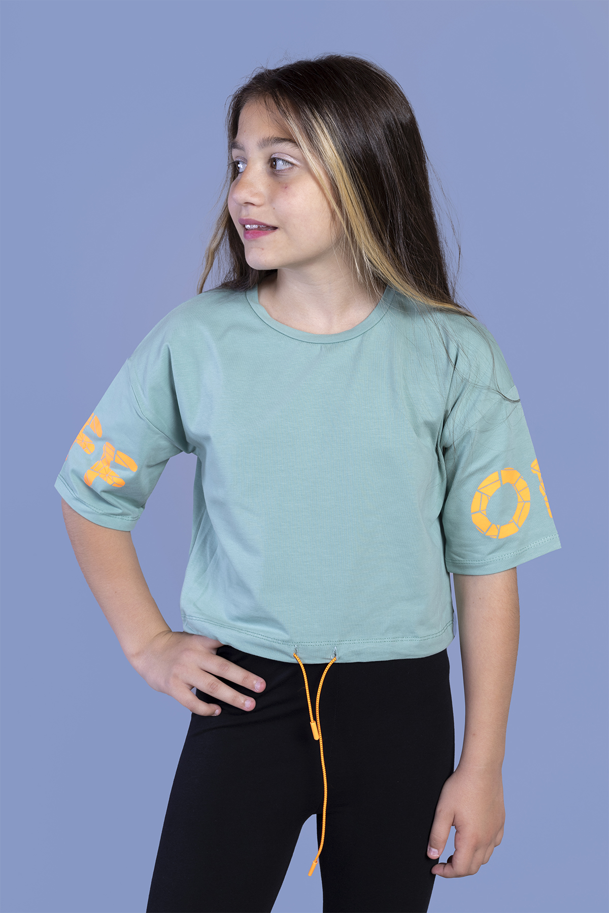 Toontoy Kız Çocuk Of Baskılı Crop Tişört