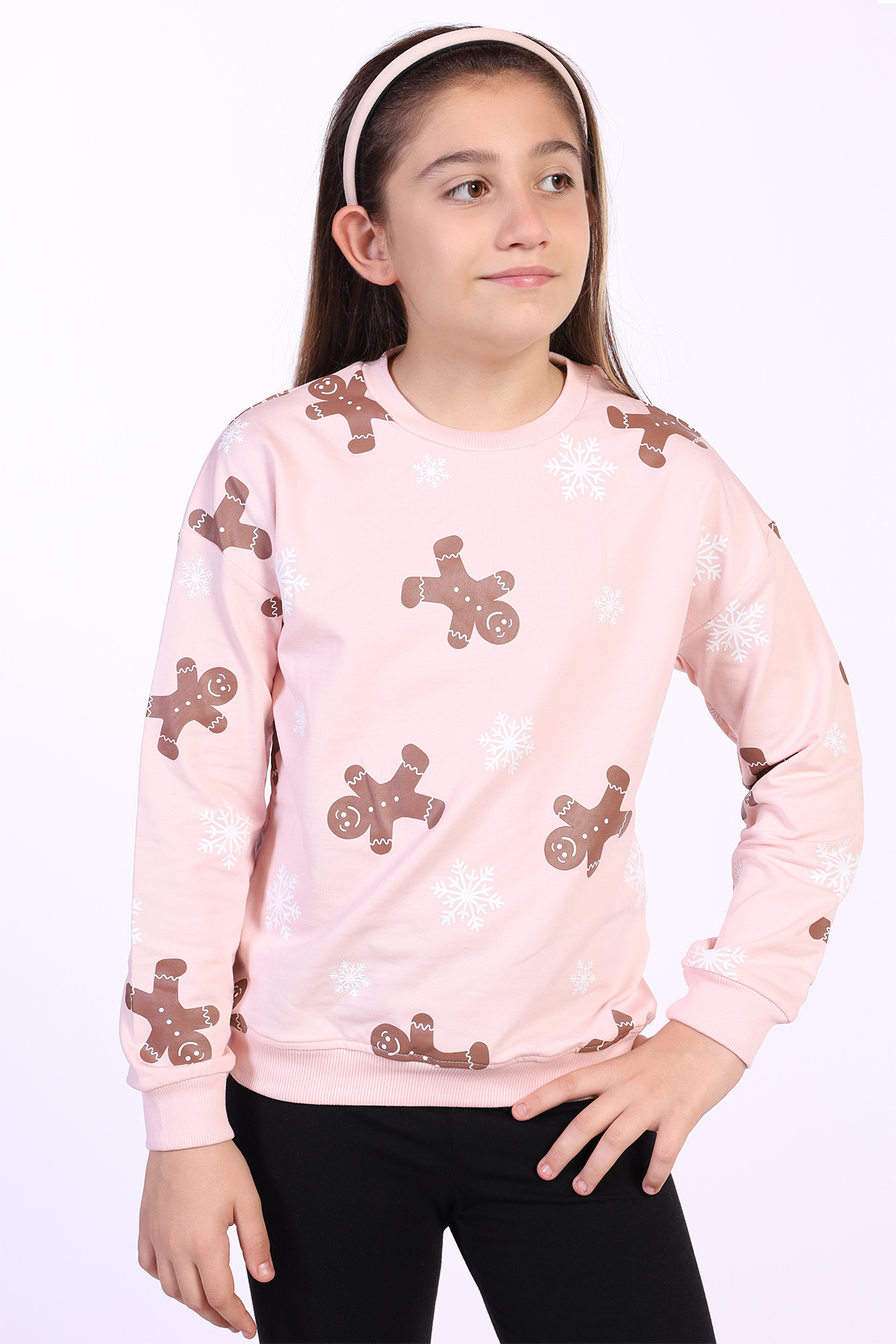 Toontoy Kız Çocuk Kar Taneli Kurabiye Baskılı Sweatshirt