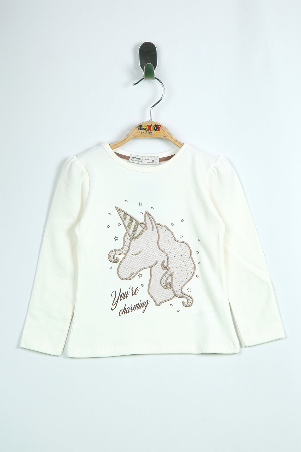 Toontoy Kız Çocuk Tişört Unicorn Nakışlı