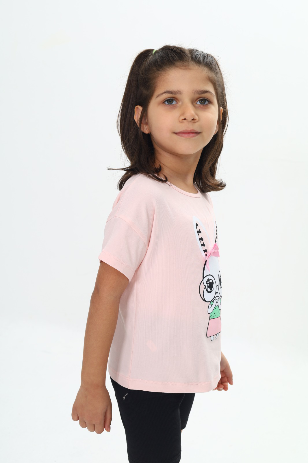 Toontoy Kız Çocuk Tavşan Baskılı Tişört