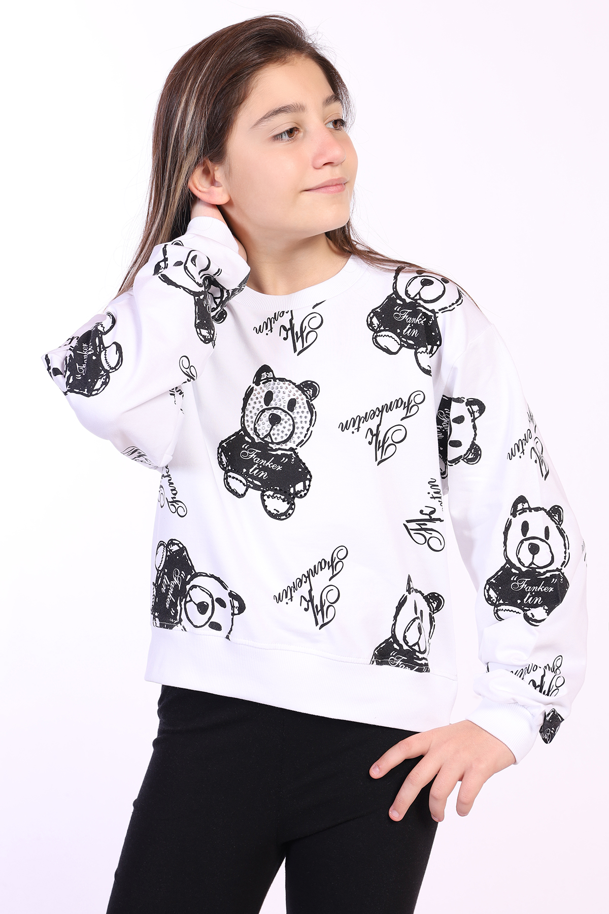 Toontoy Kız Çocuk Ayıcık Baskılı Sweatshirt