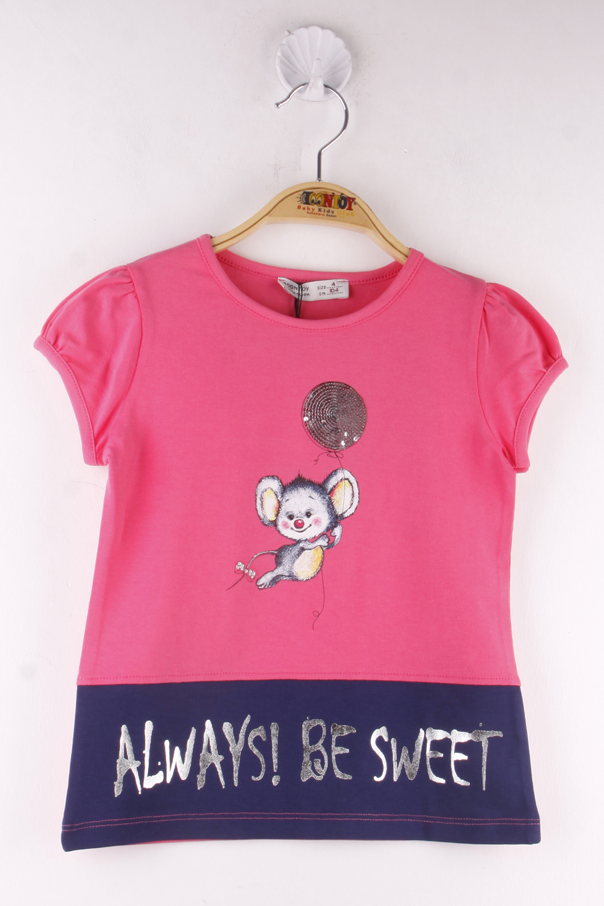 Toontoy Kız Çocuk Pul İşlemeli Baskılı T-Shirt