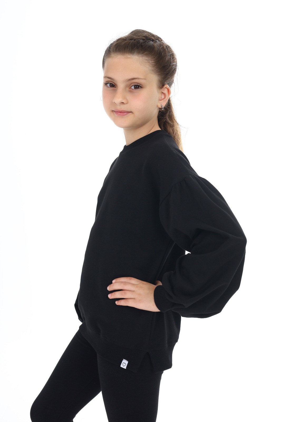 Toontoy Kız Çocuk Kolları Balon Okul Sweatshirt