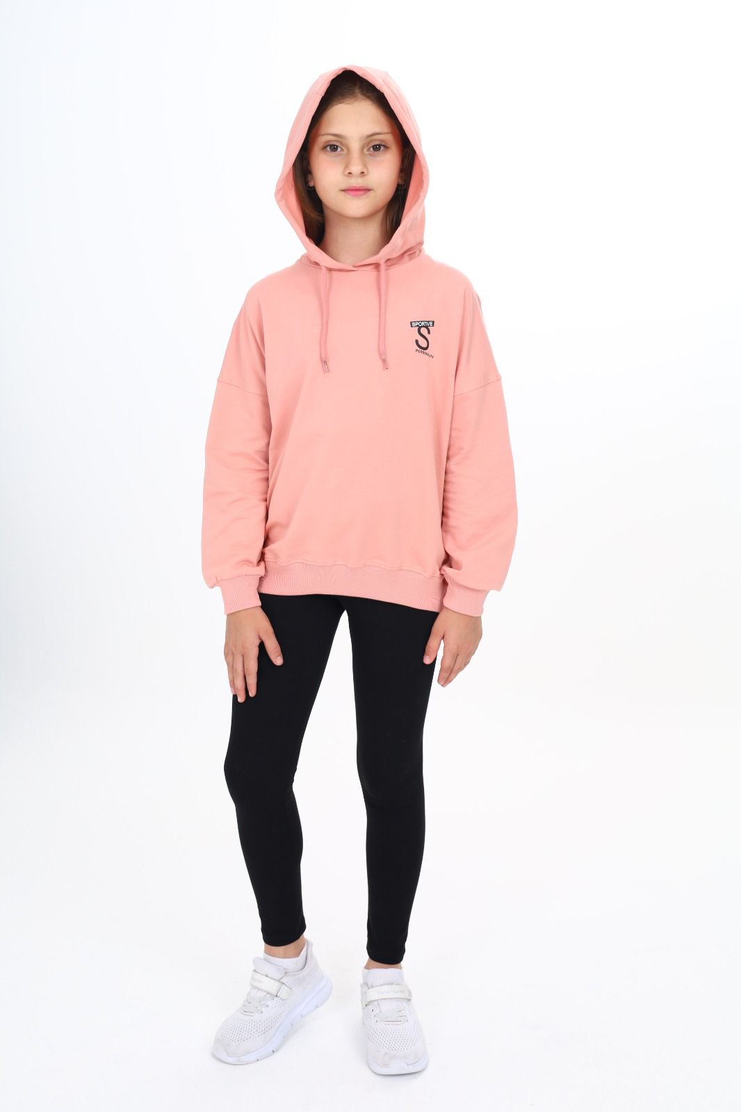Toontoy Kız Çocuk Kapüşonlu Sportıve S Baskılı Taytlı Takım