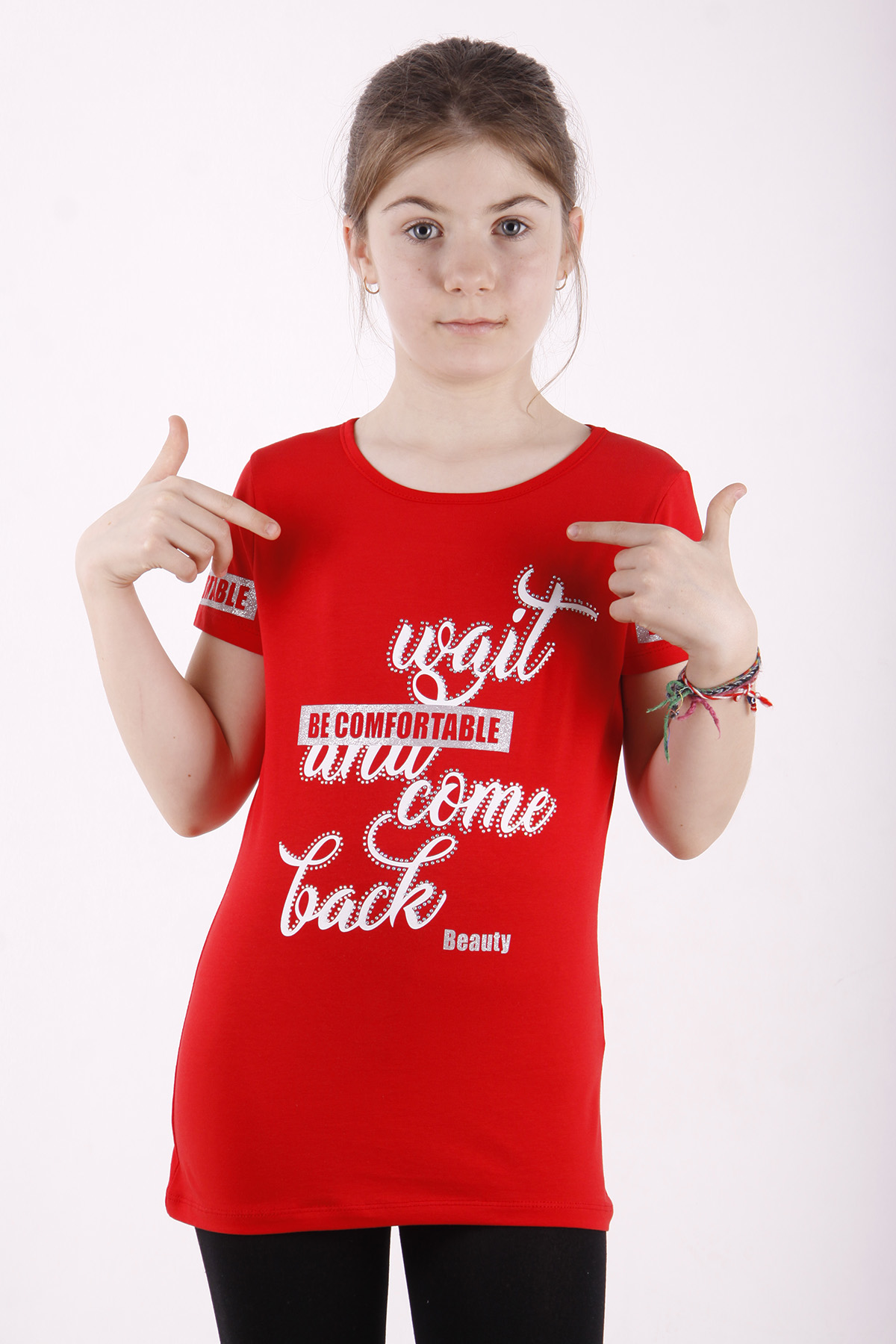 Toontoy Kız Çocuk Slogan Baskılı Tişört