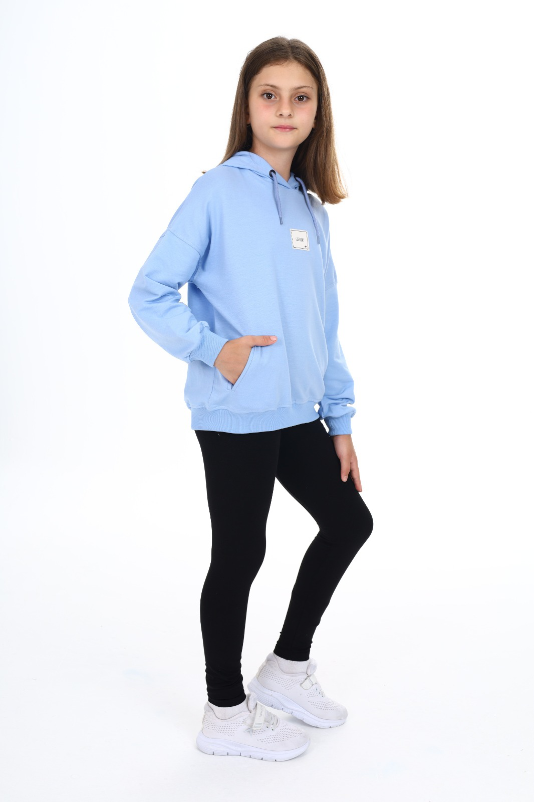 Toontoy Kız Çocuk Kapüşonlu Armalı Taytlı Takım