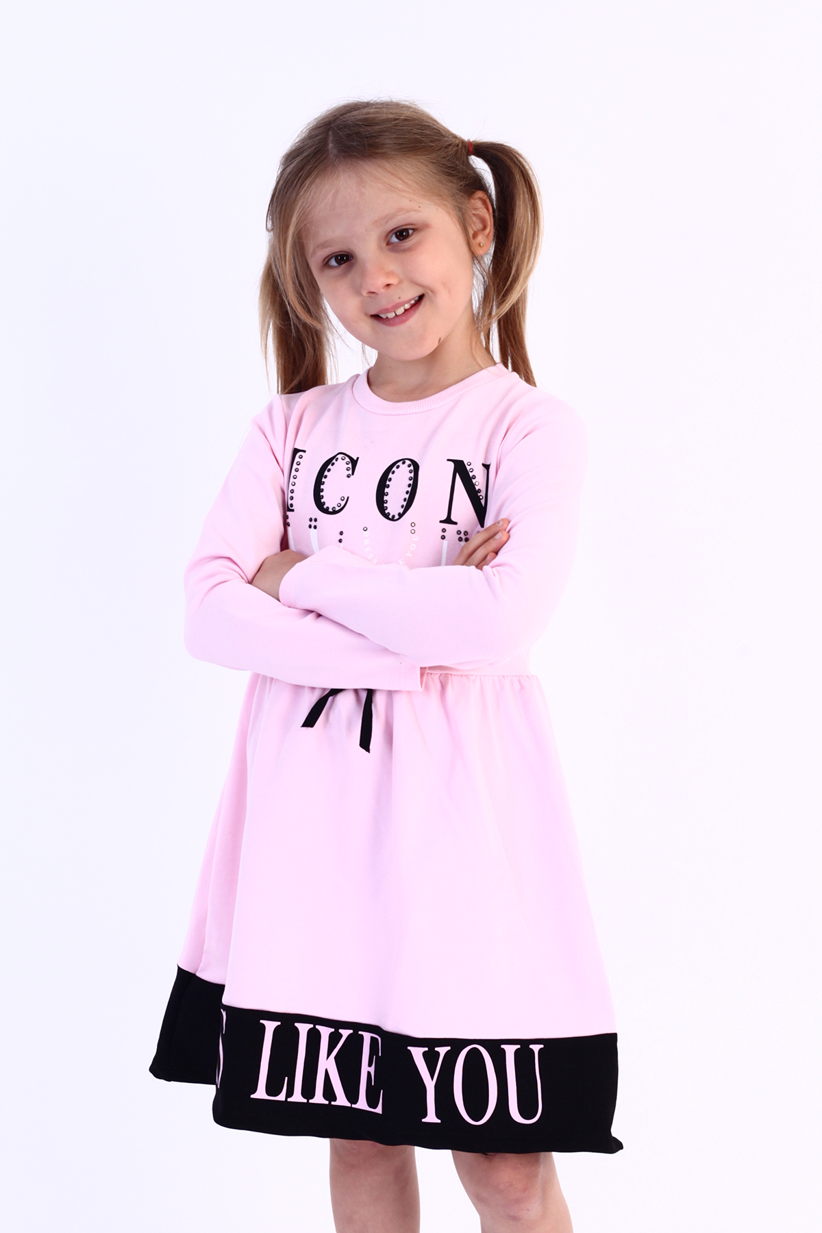 Toontoy Kız Çocuk Icon Baskılı Elbise