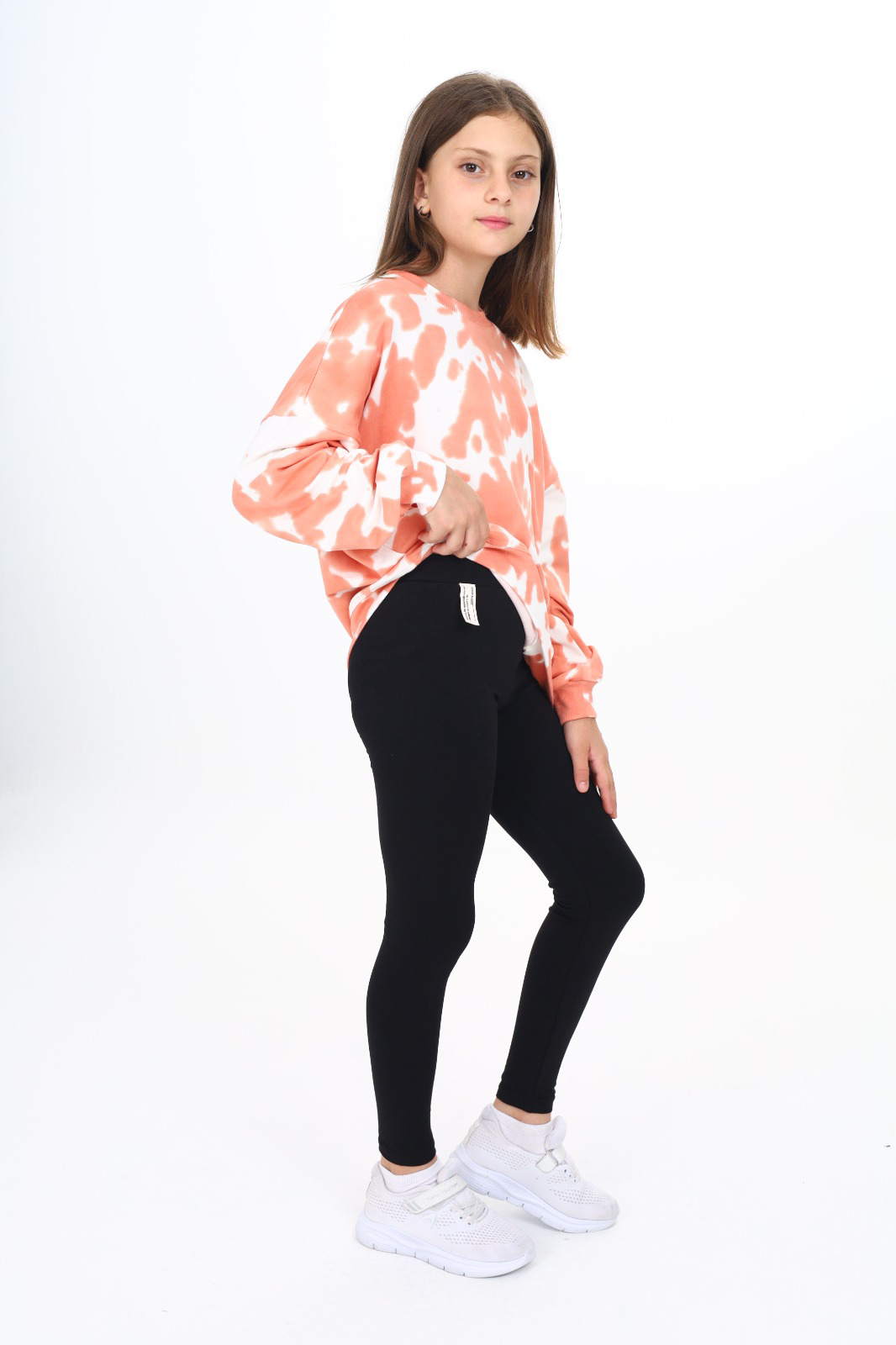 Toontoy Kız Çocuk Batik Desenli Baskılı Taytlı Takım