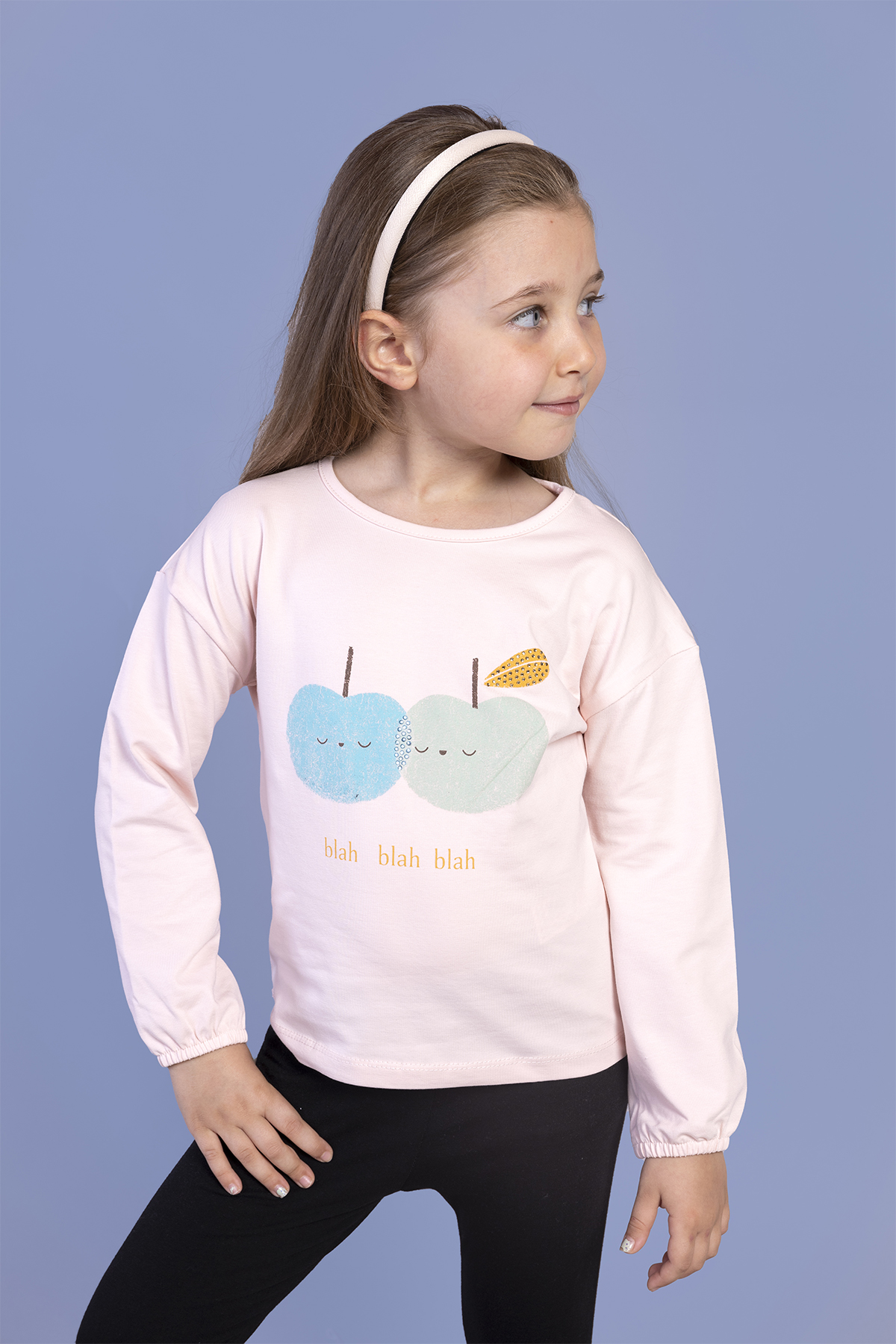 Toontoy Kız Çocuk Baskılı Kol Ucu Lastikli Sırtı Nakış Detaylı Ti