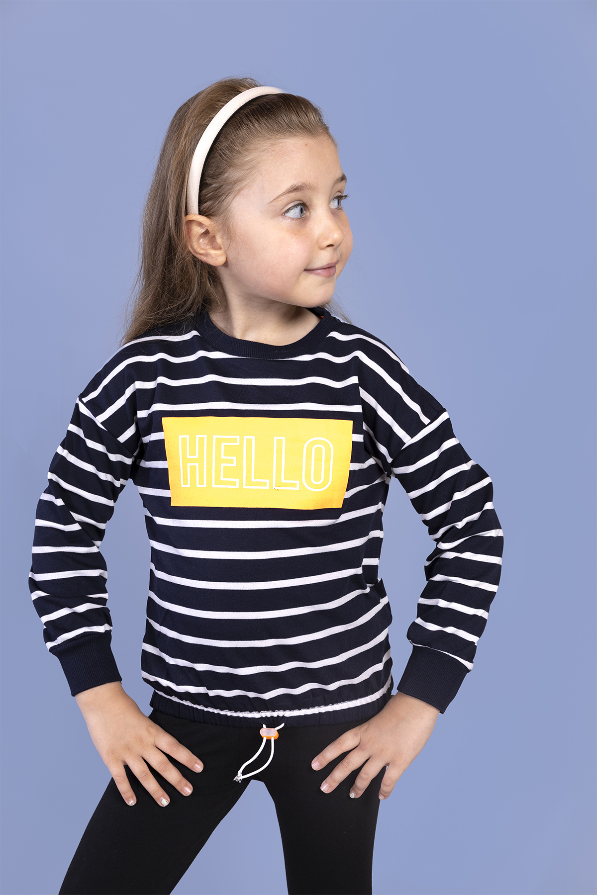 Toontoy Kız Çocuk Çizgi Desenli Baskılı Sweatshirt