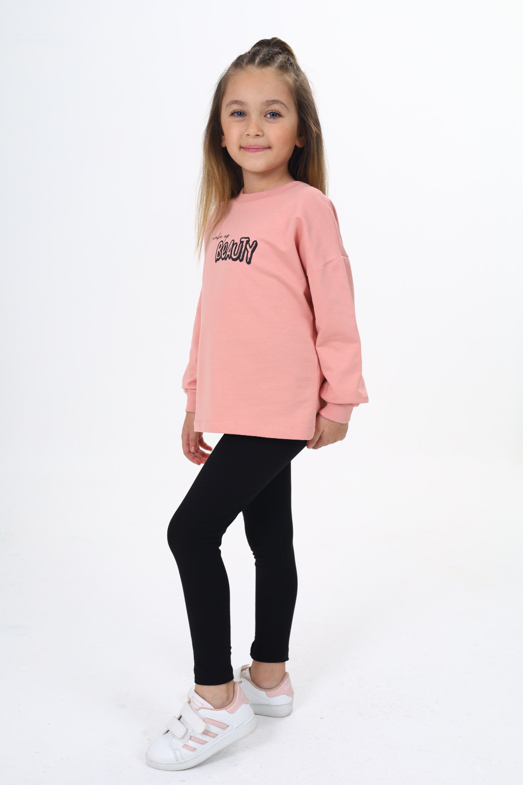 Toontoy Kız Çocuk  Beauty Baskılı Taytlı Takım