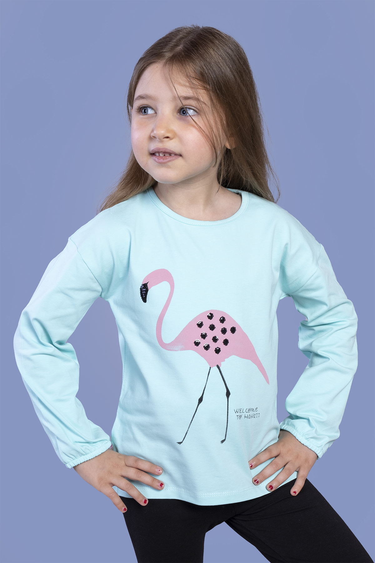 Toontoy Kız Çocuk Flamingo Baskılı Tişört