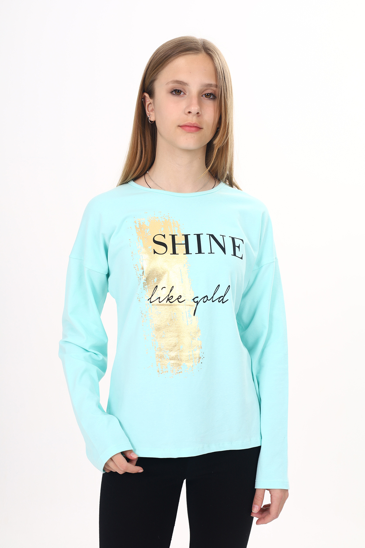 Toontoy Kız Çocuk Sweatshirt Shine Varak Baskılı