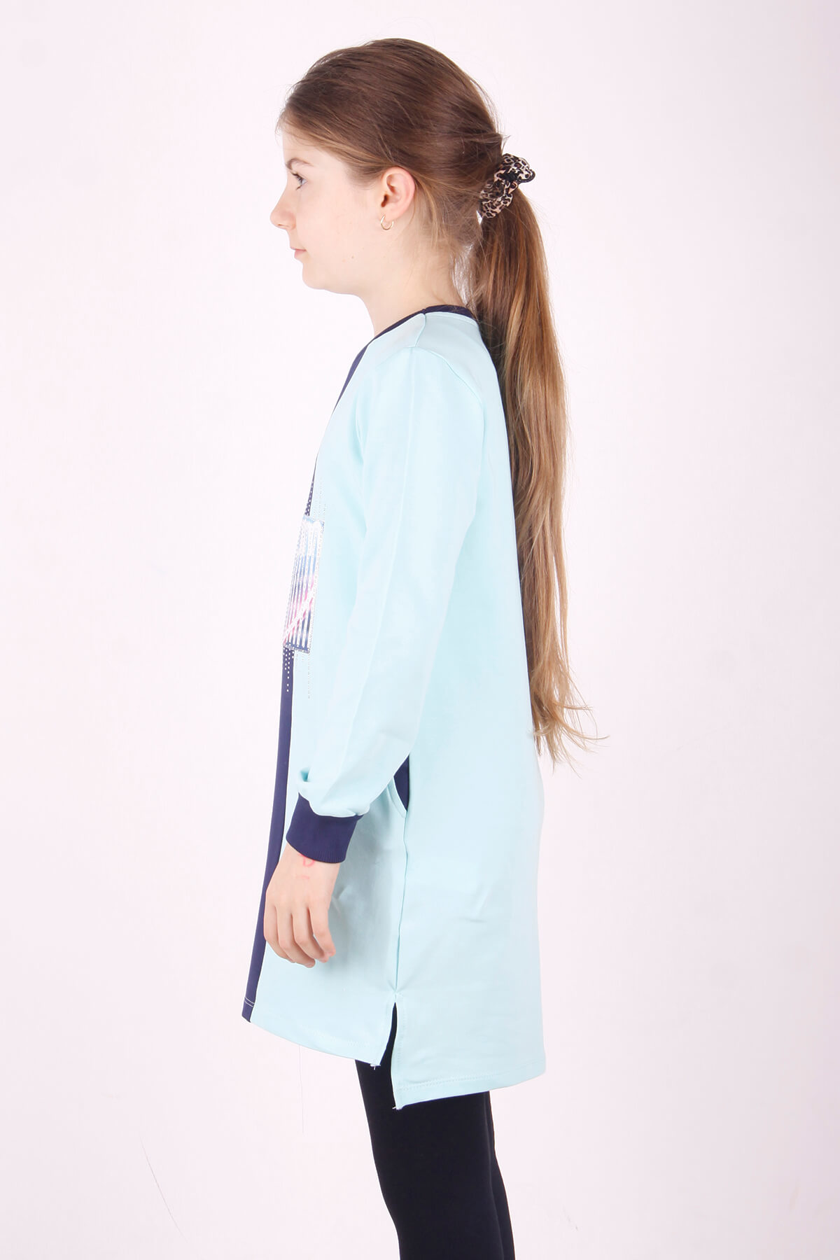 Toontoy Kız Çocuk Kapşonlu Garnili Elbise