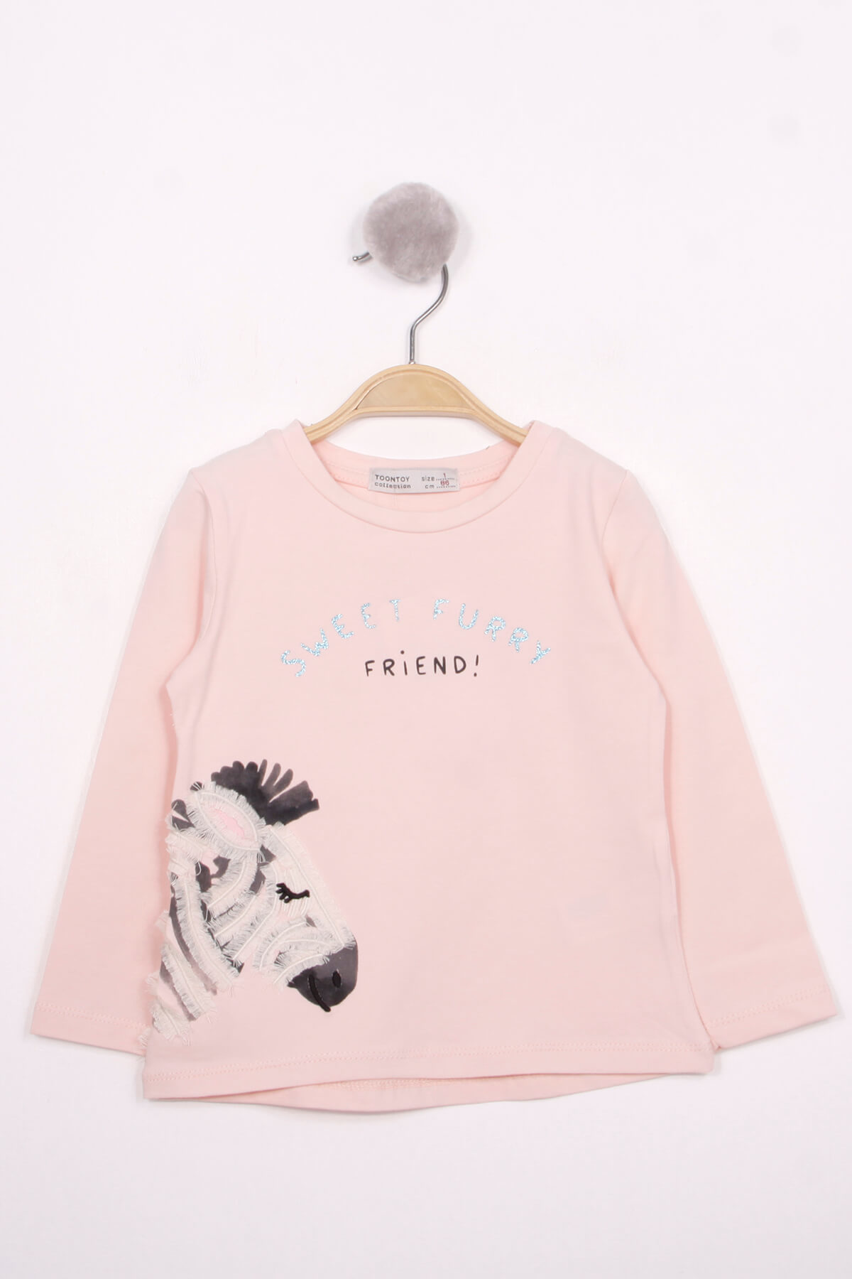 Toontoy Kız Çocuk Zebra Baskılı Nakışlı T-Shirt