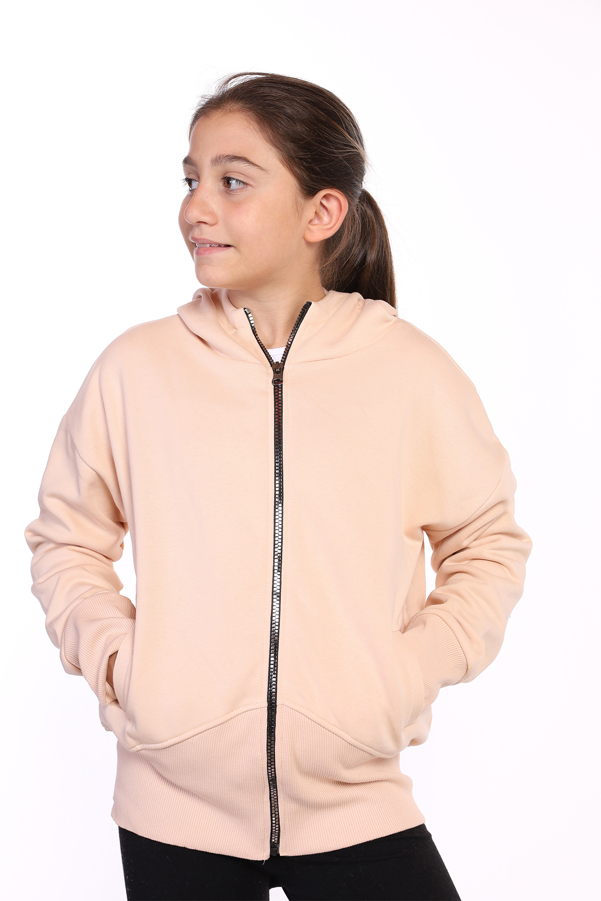 Toontoy Kız Çocuk Arkası Nakışlı İki Yanı Cepli Hırka