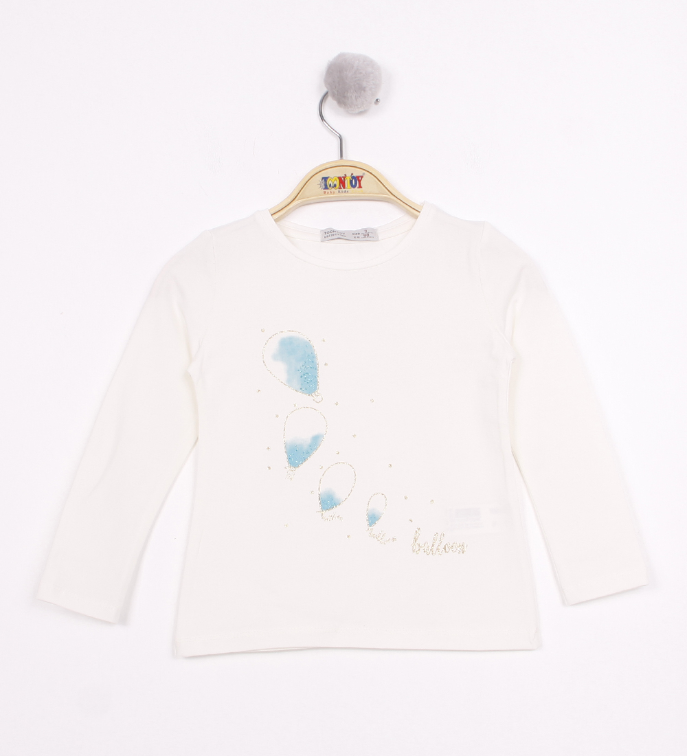Toontoy Kız Çocuk Balon Baskılı T-Shirt