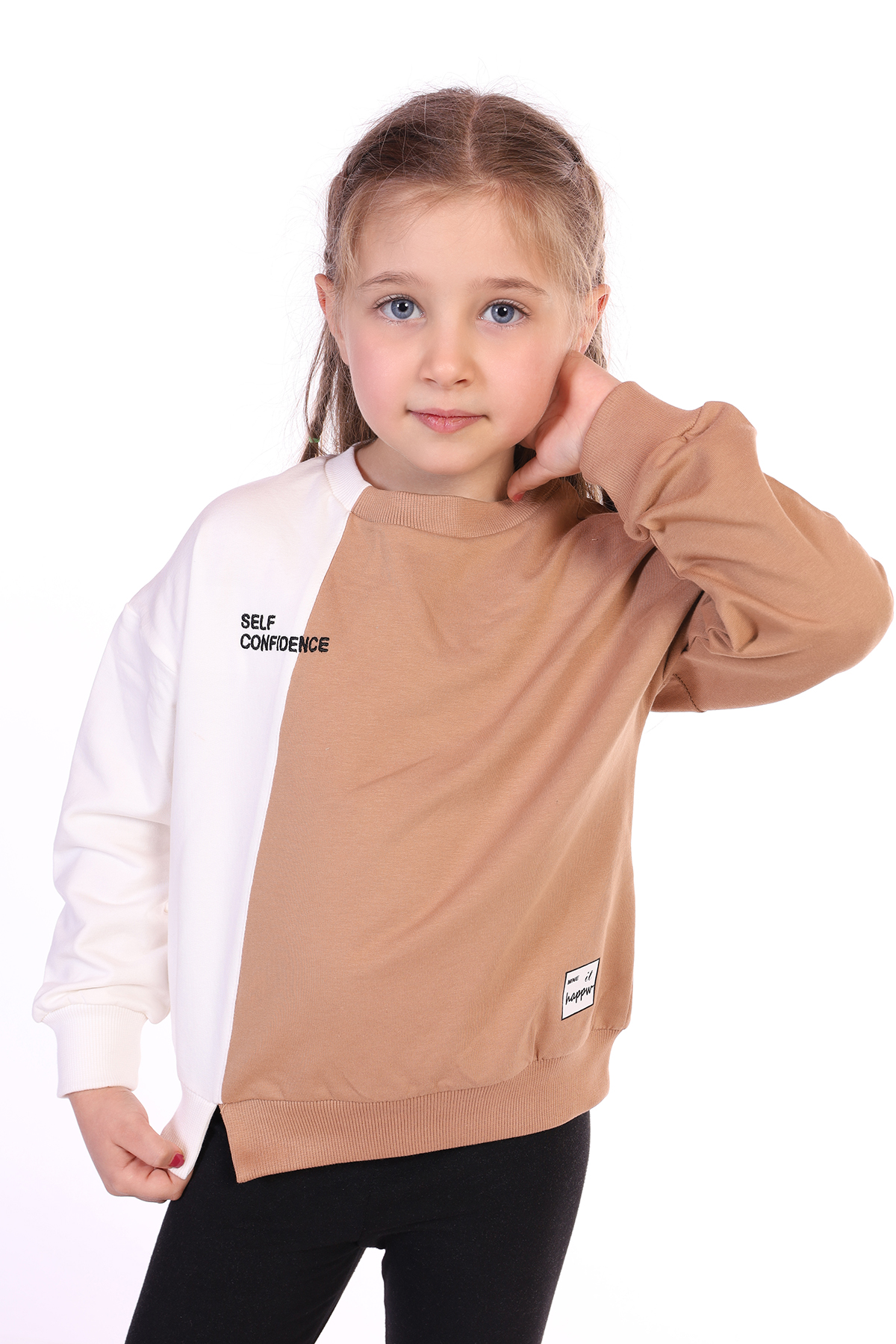 Toontoy Kız Çocuk Blok Kesikli Sweatshirt