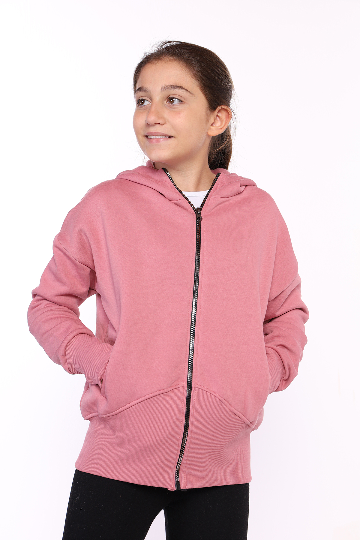 Toontoy Kız Çocuk Arkası Nakışlı İki Yanı Cepli Hırka