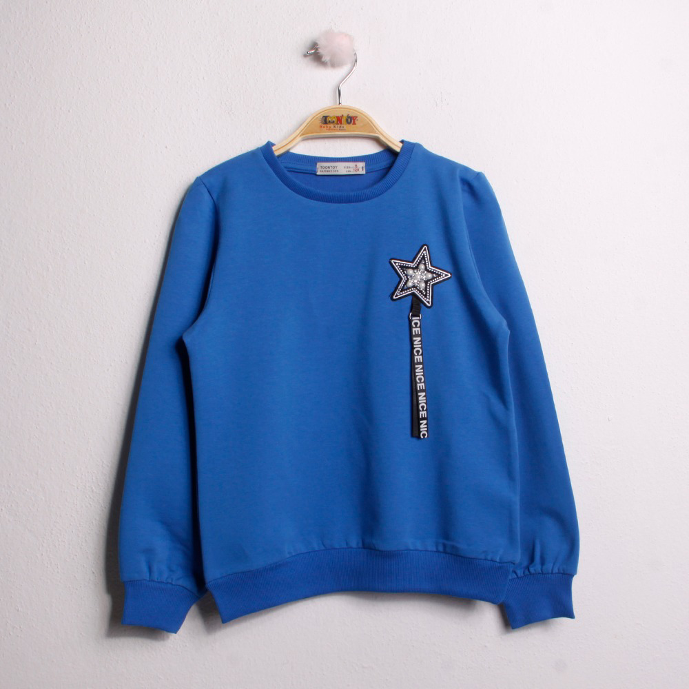 Toontoy Kız Çocuk Sweatshirt Göğsü Yıldız Nakış