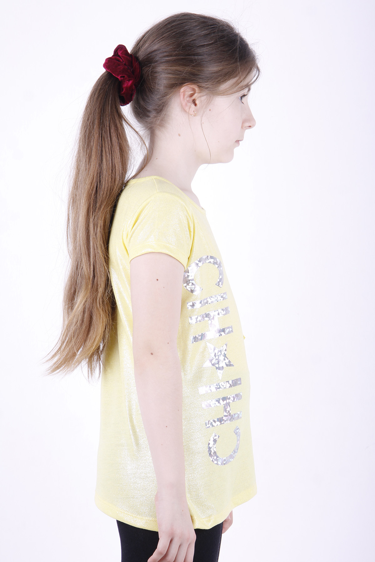 Toontoy Kız Çocuk Yıldız Baskılı Kesik Cep Detaylı Tişört