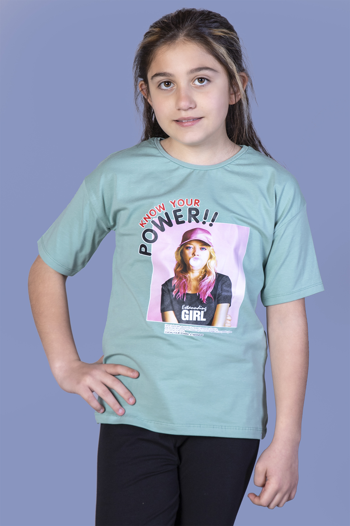Toontoy Kız Çocuk Önü Dantelli İncili Okul Tişört