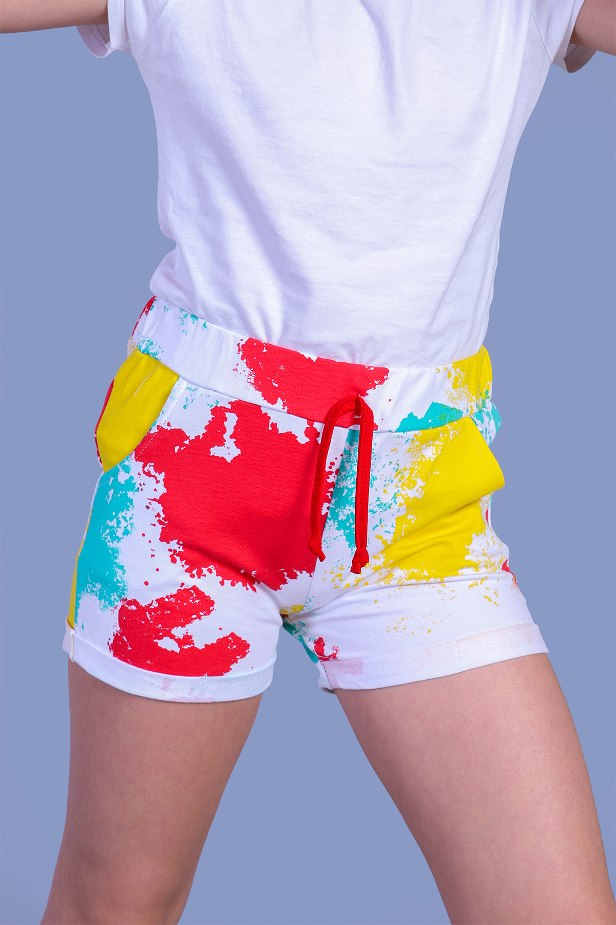 Toontoy Kız Çocuk Batik Desenli İki Yanı Cepli Şort