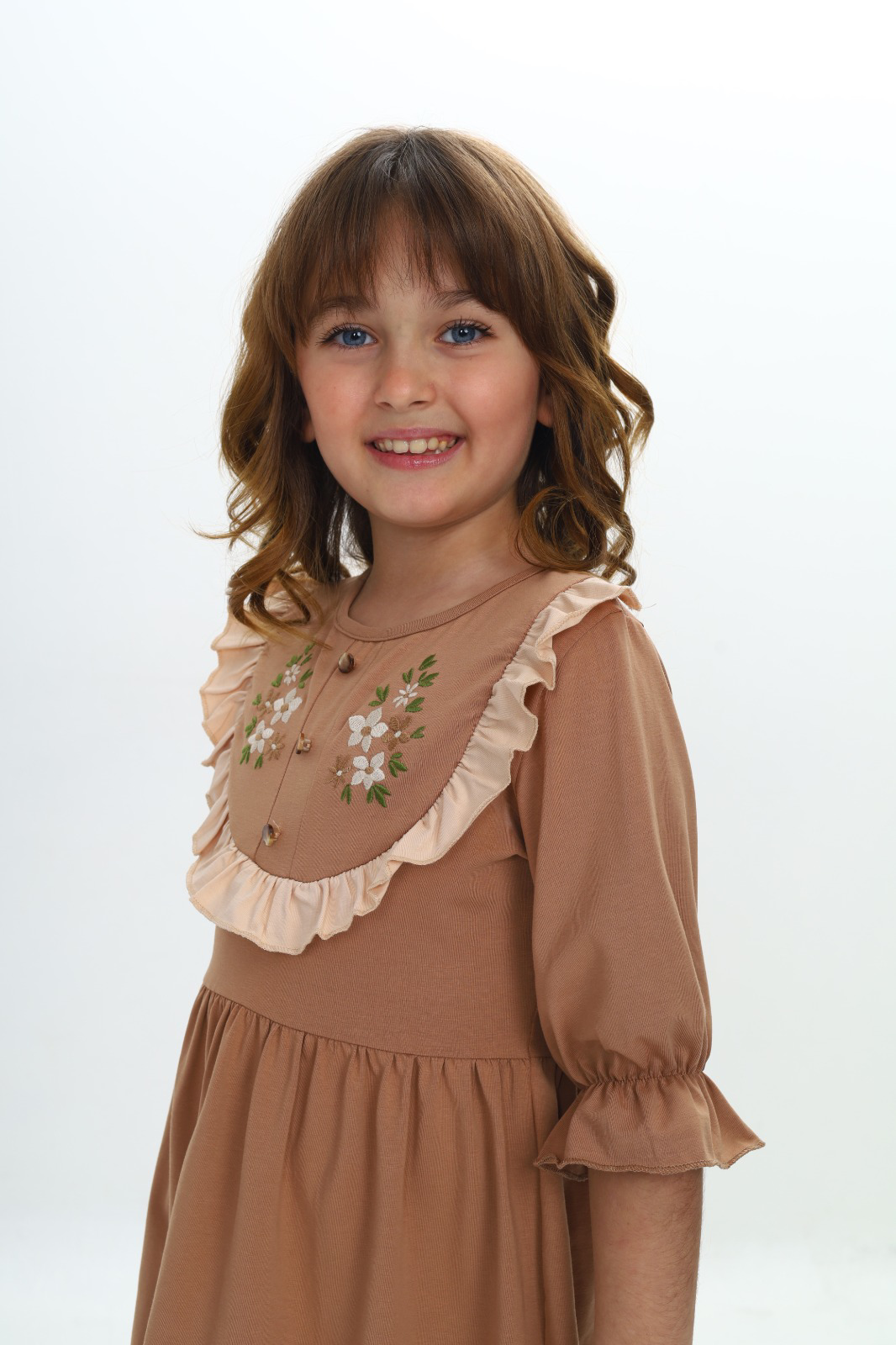 Toontoy Kız Çocuk Nakış Desenli Elbise