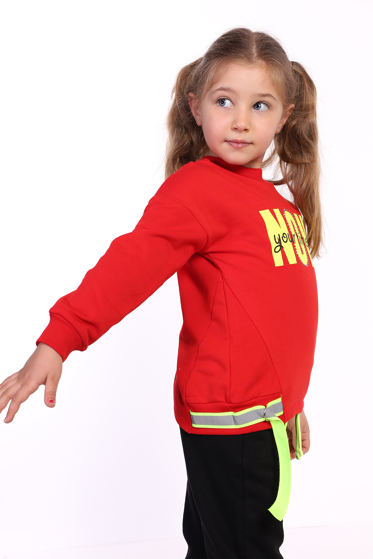 Toontoy Kız Çocuk Sweatshirt  Lazer Kesim Dudak Nakışlı