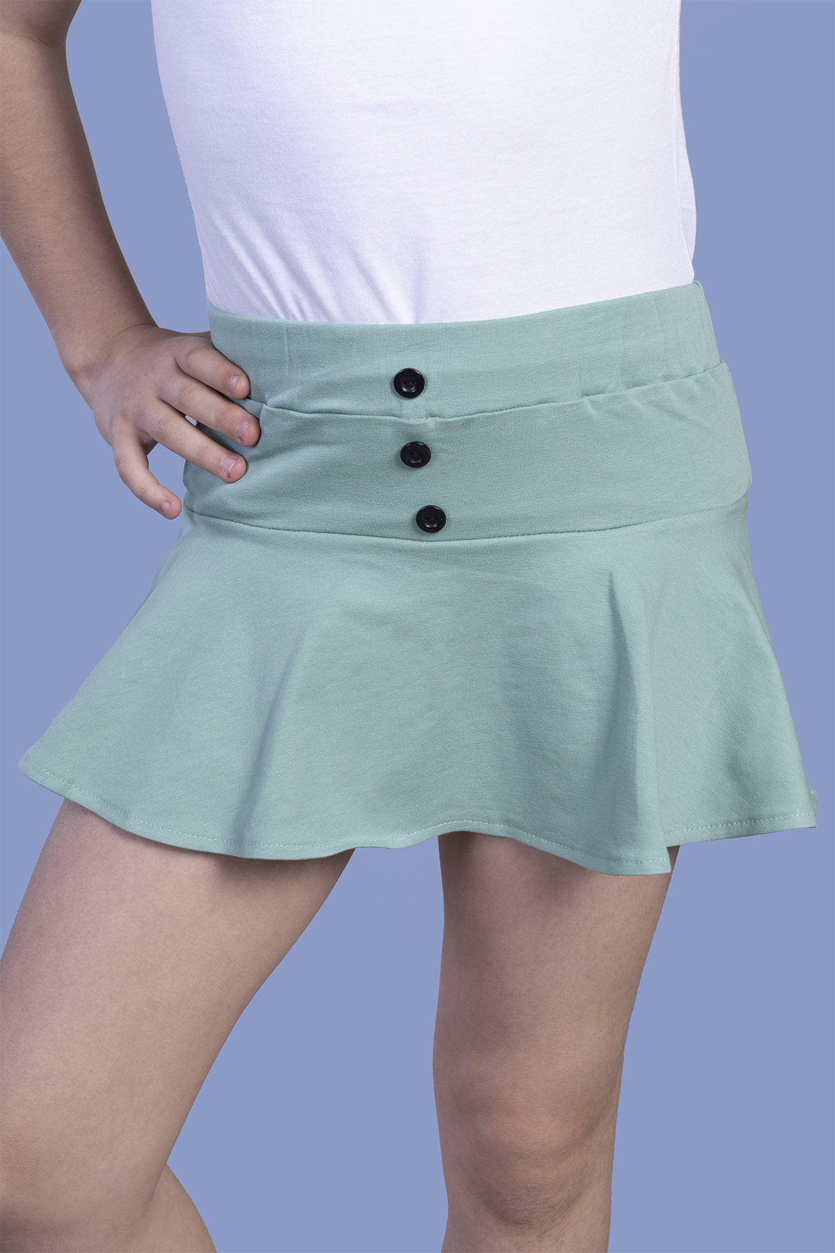 Toontoy  Kız Çocuk Düğme Detaylı Şortlu Etek