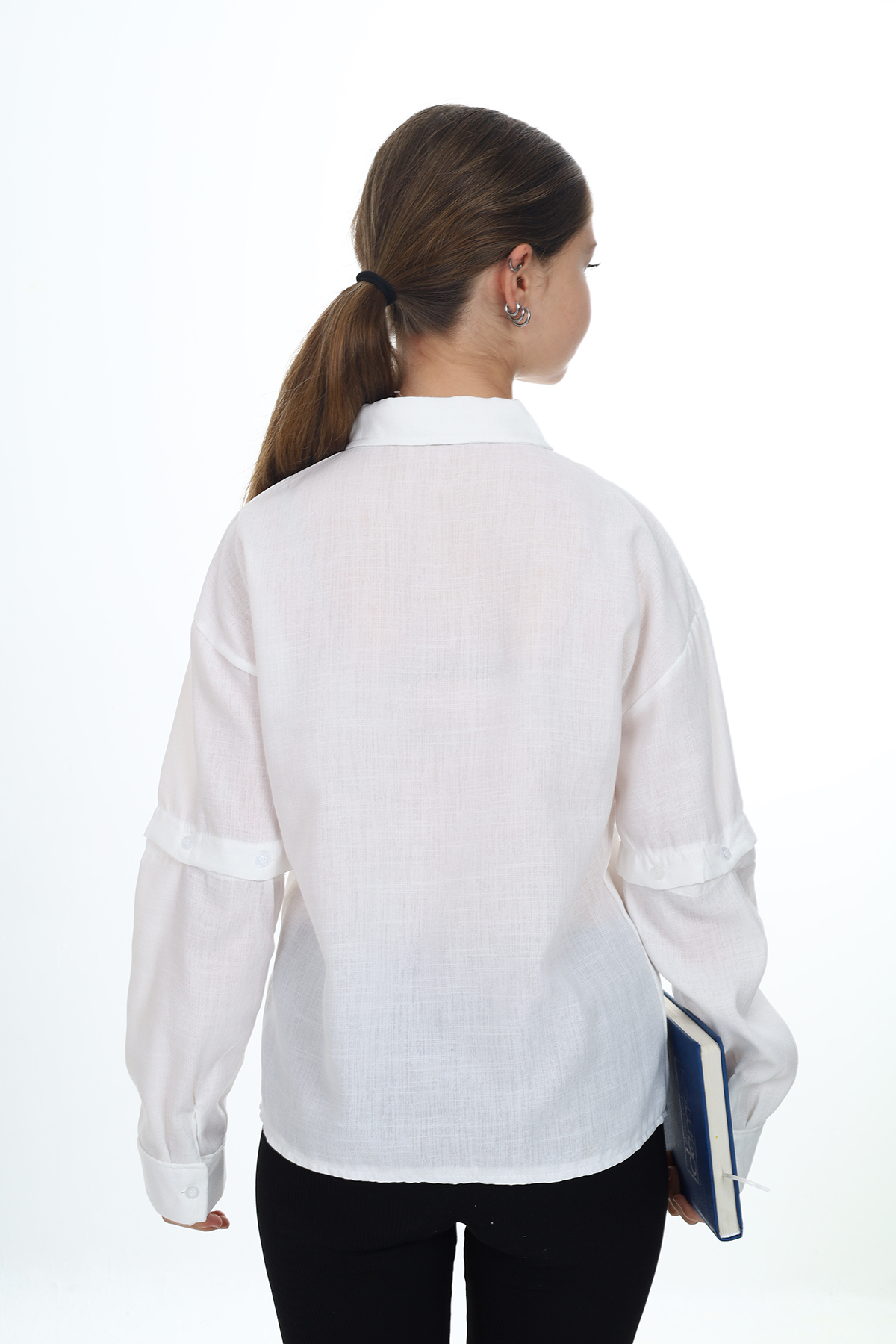 Toontoy Kız Çocuk Kolu Düğmeli Gömlek