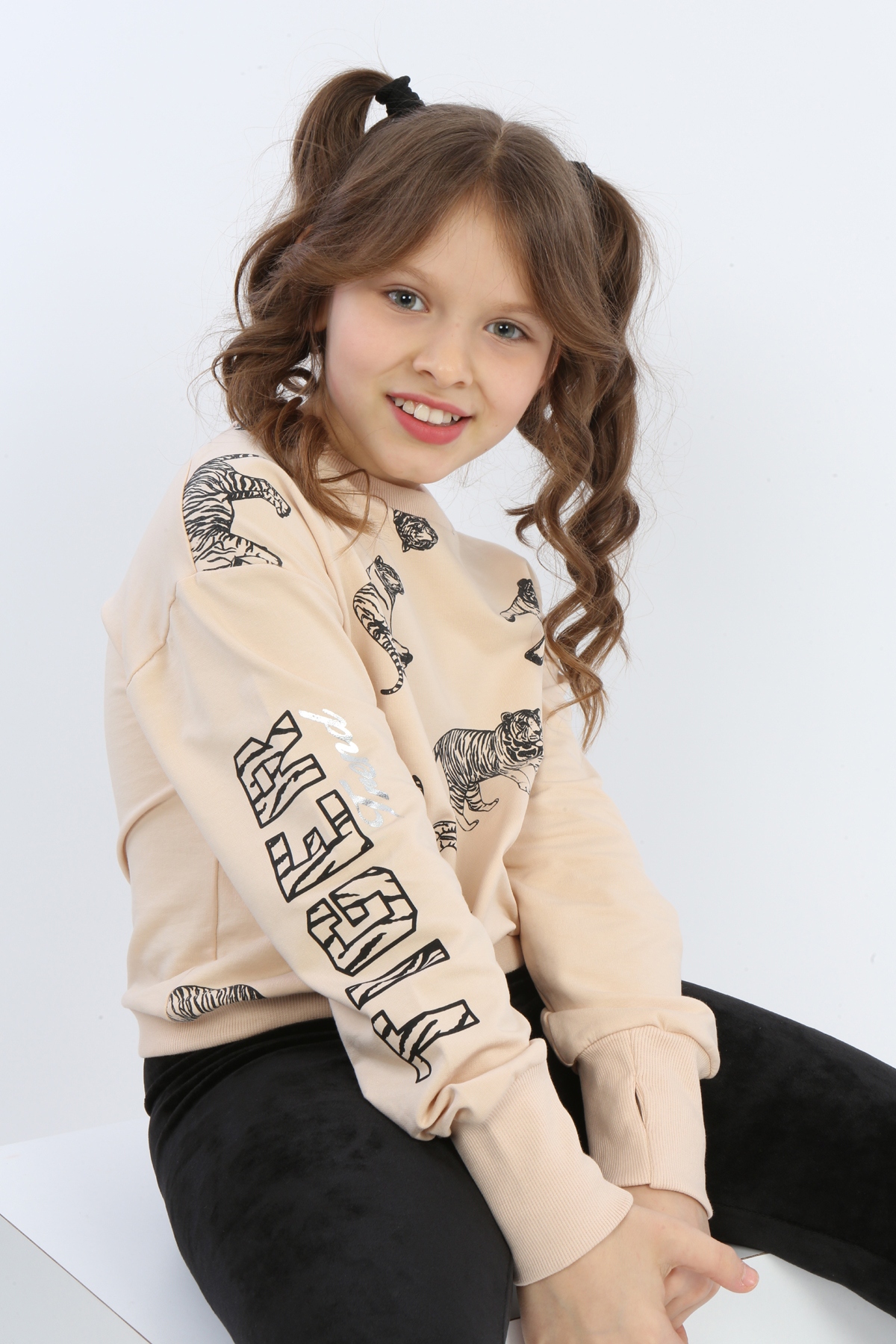 Toontoy Kız Çocuk Tiger Trend Baskılı Sweatshirt